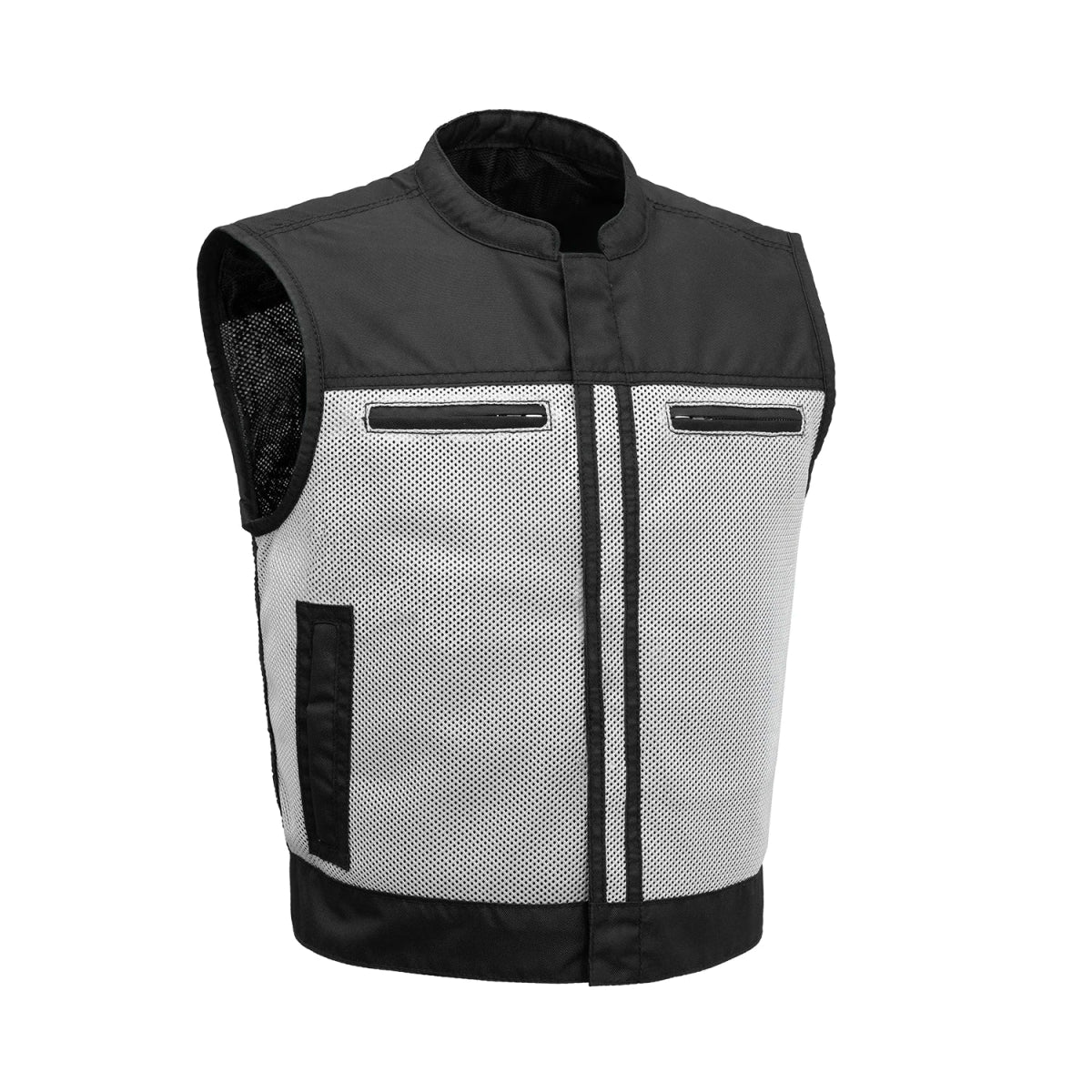 Lowrider Moto Mesh Men's Motorcycle Vest Men's Leather Vest First Manufacturing Company White S